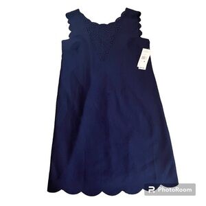 New Donna Rico navy blue Scalloped dress